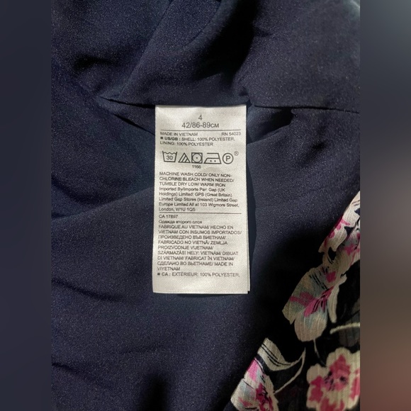 SWEET Banana Republic Navy Floral Wrap Dress Sz 4 - Picture 13 of 15